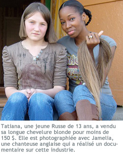 Photographie de Jamelia avec une Russe de 13 ans qui a les cheveux coupés.