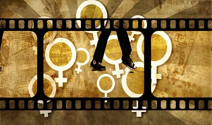 Image d'un ruban de film avec pictogramme de la femme.