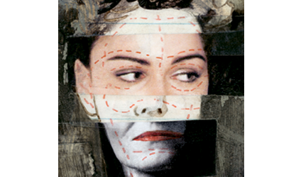 Image en collage d'un visage de femme refait.