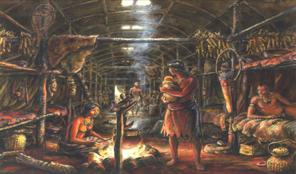 Image représentant d'une maison Iroquoienne