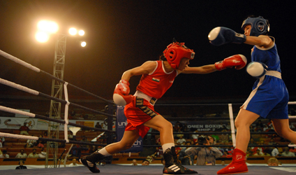 Photographie d'un combat de boxe
