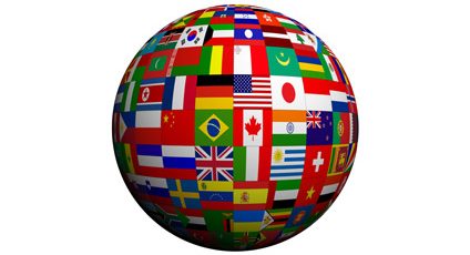 Globe fait de drapeaux de différents pays