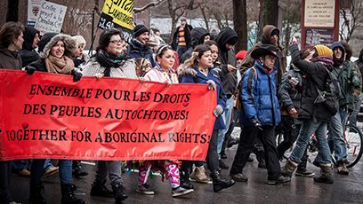 Photographie de la marche du mouvement des femmes autochtones.