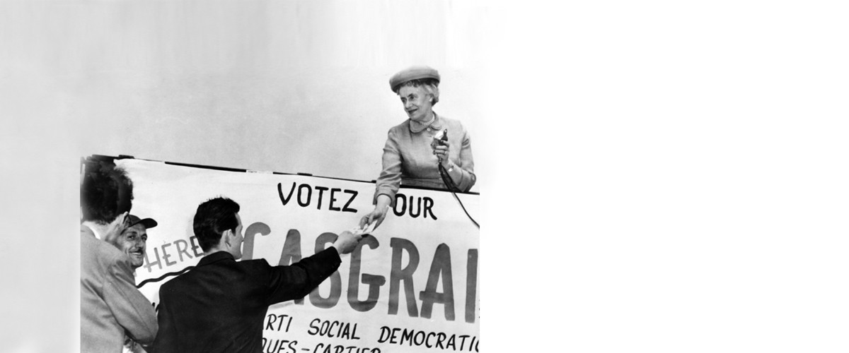 Photographie de Thérèse Casgrain lors de l'élection.