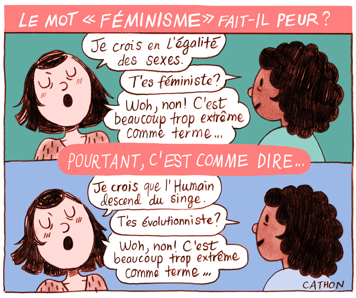 Illustration deux femmes qui discutent du féminisme.