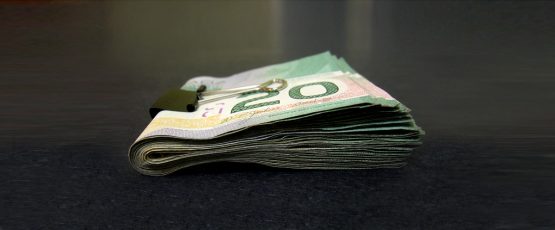 Photographie d'une liasse de dollars.